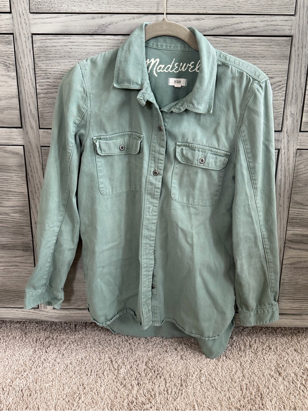 Madewell Faded Mint Green Utility Button-Down